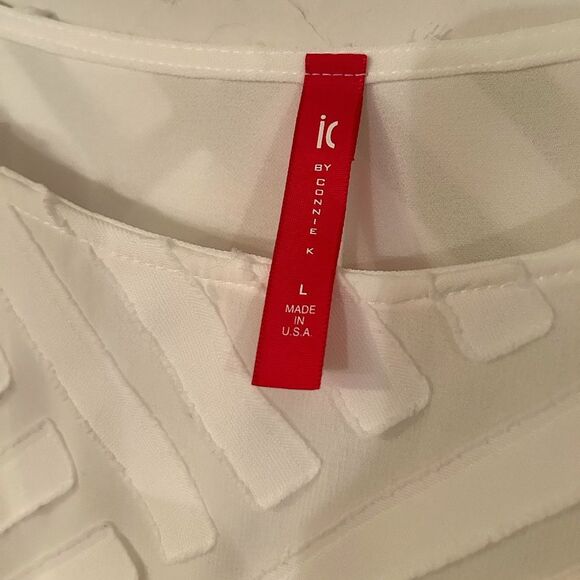 IC by Connie k Women’s Size Large Solid White Asymmetrical 3/4 Sleeve Tunic Top - Picture 7 of 16